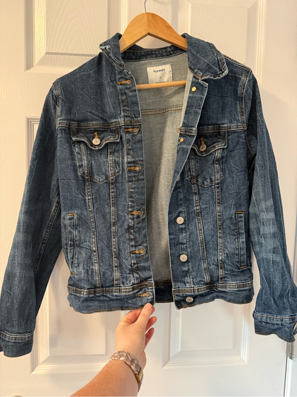 Old Navy Medium Blue Denim Jacket with Button Front